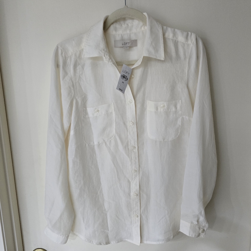 NWT LOFT Buttonup Ivory Shirt Size XS